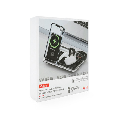 Зарядний пристрій Voltronic 4-in-1 Wireless Charging Station Smartphone + Watch + Earbuds black silver (BZ/R-11)