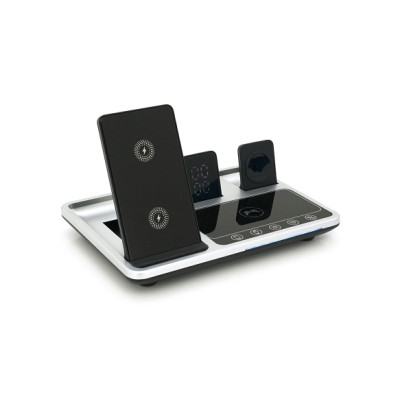 Зарядний пристрій Voltronic 4-in-1 Wireless Charging Station Smartphone + Watch + Earbuds black silver (BZ/R-11)