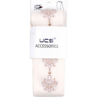 Колготки дитячі UCS Socks з рожевими квіточками з боків (M0C0301-0876-3G-beige)