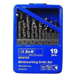 Набір свердл S&amp;R MEISTER 19шт 1.0-10.0мм (108809190)