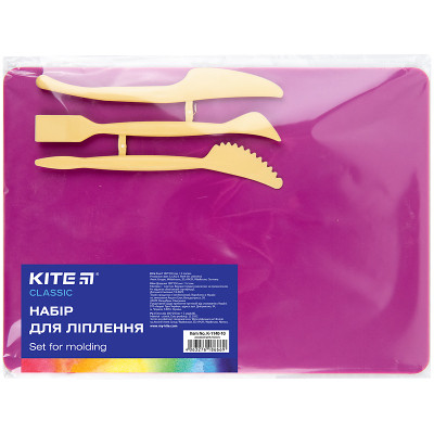 Дошка для пластиліну Kite набір Classic дошка + 3 стеки, рожевий (K-1140-10)