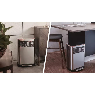 Контейнер для сміття JAH з педаллю і внутрішнім відром срібний металік 30 л (6311)