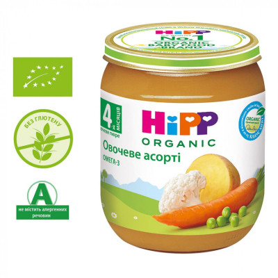 Дитяче пюре HiPP Овочеве асорті 125 г (1223072)