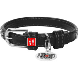 Нашийник для тварин WAUDOG Glamour з QR-паспортом &quot;Стрази&quot; XS Ш 12 мм чорний (33081)