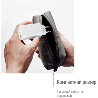 Зарядний пристрій ColorWay C101B GaN Mini 100W PD PPS 2xUSB-C + USB-A white (CW-CHS061PD-WT)