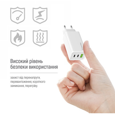 Зарядний пристрій ColorWay C101B GaN Mini 100W PD PPS 2xUSB-C + USB-A white (CW-CHS061PD-WT)
