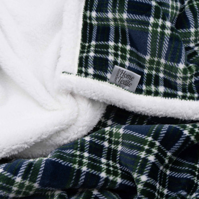 Плед Ardesto Sherpa 160х200см, 100% поліестер, клітинка, зелений (ART0202SH)