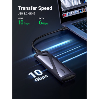 Кишеня зовнішня Ugreen SSD M.2 (NVME) M-KEY UGREEN 3.2 GEN2 CM400 gray (90264)