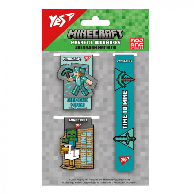 Закладки для книг Yes магнітні Minecraft 3 шт (708346)