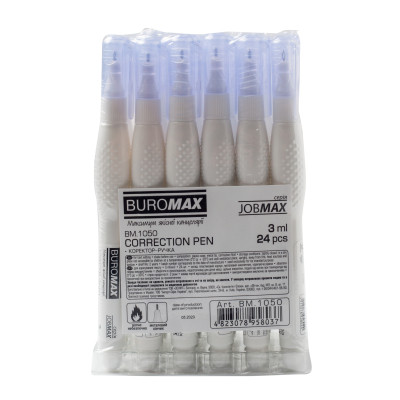 Коректор Buromax ручка 3 мл Jobmax, спиртова основа, металевий наконечник (BM.1050)