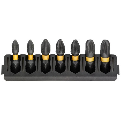 Набір біт DeWALT в касеті для Tough Case, FlexTorq, L = 25 мм, Pz1 – 2 шт, Pz2 – 3 шт, Pz3 – 2 шт (DT70812)