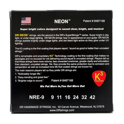 Струни для гітари DR Strings NEON Red Electric - Light (09-42) (NRE-9)