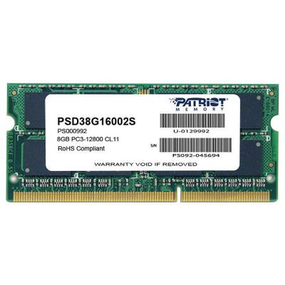 Модуль пам&#039;яті для ноутбука SoDIMM DDR3 8GB 1600 MHz Patriot (PSD38G16002S)
