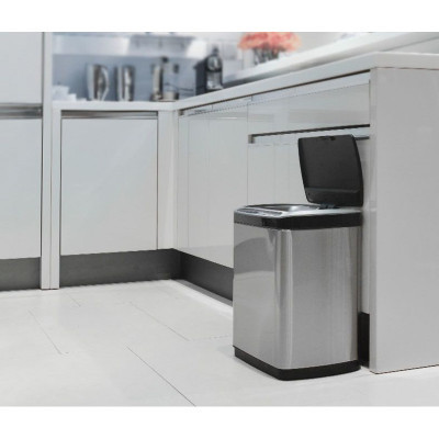 Контейнер для сміття JAH сенсорний прямокутний з вн. відром срібний металік 30 л (6396)