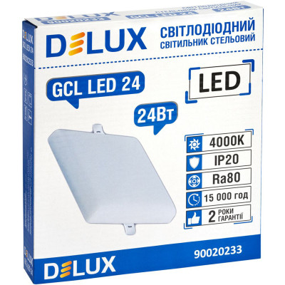 Світильник Delux GCL LED 24 4000К 24Вт 230В SQUARE (90020233)