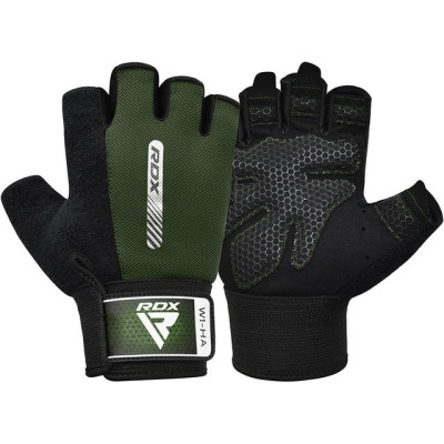 Рукавички для фітнесу RDX W1 Half Army Green Plus M (WGA-W1HA-M+)