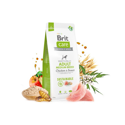 Сухий корм для собак Brit Care Dog Sustainable Adult Medium Breed з куркою та комахами 12 кг (8595602558681)