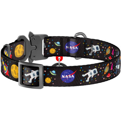Нашийник для тварин WAUDOG Nylon з QR паспортом NASA металічна пряжка-фастекс XL (5123)