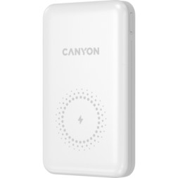 Батарея універсальна Canyon PB-1001 10000mAh, PD/18W, QC/3.0 +10W Magnet wireless charger, white (CNS-CPB1001W)