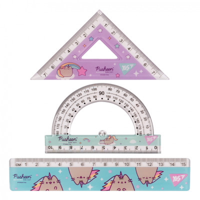 Лінійка Yes набір Pusheen, лінійка 15 см (3 предмети) (370675)