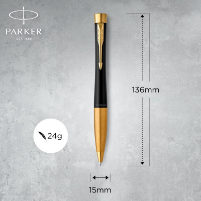 Ручка кулькова Parker URBAN 17 UKRAINE Muted Black GT BP Тризуб на торці (30035_TR)