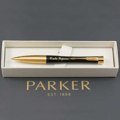 Ручка кулькова Parker URBAN 17 UKRAINE Muted Black GT BP Тризуб на торці (30035_TR)
