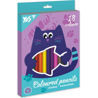 Олівці кольорові Yes 18 кол Kittycon (290682)