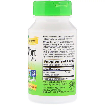 Травы Nature&#039;s Way Зверобой, St. John&#039;s Wort, 350 мг, 100 капсул (NWY-17300)