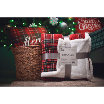 Плед Ardesto Sherpa 160х200см, 100% поліестер, клітинка, червоний (ART0201SH)