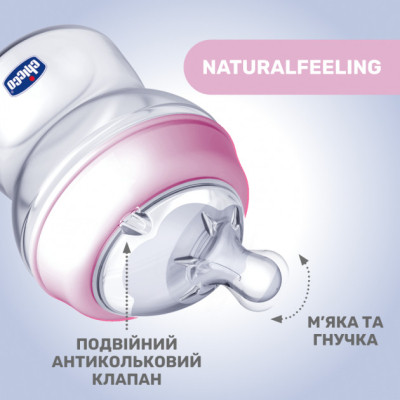 Пляшечка для годування Chicco Natural Feeling Color 150 мл 0 м + Блакитна (81311.20)