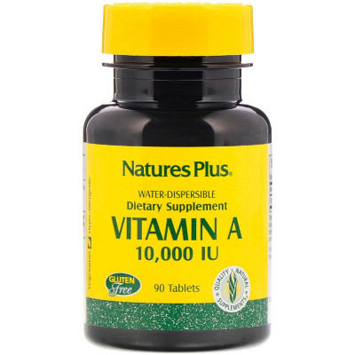Вітамін Natures Plus Вітамін А, Vitamin A, Nature&#039;s Plus, 10,000 МЕ, 90 таблеток (NAP-00981)