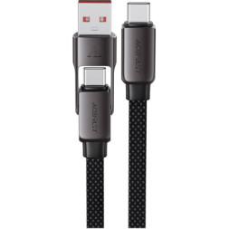Дата кабель USB-C to USB-C/A 1.2m 3.0A zink alloy C13-04 Black Acefast (6974316282334)