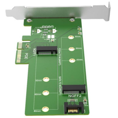 Контролер Maiwo Multi-Size PCIex4 &amp; SATA to M.2 (M-Key or B-key) KT015 SSD (45774)