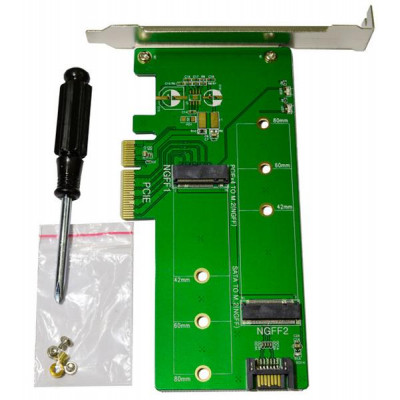 Контролер Maiwo Multi-Size PCIex4 &amp; SATA to M.2 (M-Key or B-key) KT015 SSD (45774)