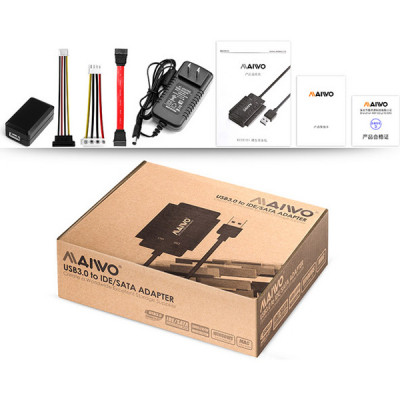 Адаптер Maiwo USB 3.0 to 2.5/3.5&#039;&#039; IDE/SATA HDD/SSD, 5.25&#039;&#039; CD-R, PA 2V/2A (K132U3IS)