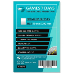 Протектор для карт Games7Days 59 х 92 мм, Euro, 50 шт (PREMIUM) (GSD-025992)