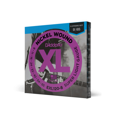 Струни для гітари D&#039;Addario XL Nickel Wound 8-String Super Light (09-65) (EXL120-8)
