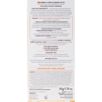 Засіб від засмаги Dermedic Sunbrella Сонцезахисний крем SPF 50+ Для жирної та комбінованої шкіри 50 г (5906739783014)