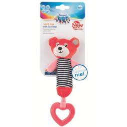 Брязкальце Canpol плюшева з пищалкою та зубогризкою BEARS кораловий (68/055_cor)