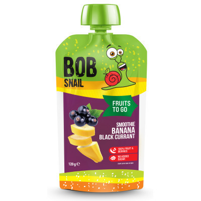 Дитяче пюре Bob Snail Равлик Боб Смузі Банан-Чорна Смородина 120 г (4820219346371)