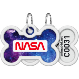 Адресник для тварин WAUDOG Smart ID з QR паспортом &quot;NASA21&quot;, кістка 40х28 мм (0640-0148)
