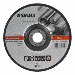 Круг зачистний Sigma по металу 150×6.0×22.2мм, 10200об/хв (1931411)