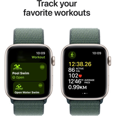 Смарт-годинник Apple Watch SE 2024 GPS 44mm Starlight Aluminium Case with Lake Green Sport Loop (MXEW3QH/A)