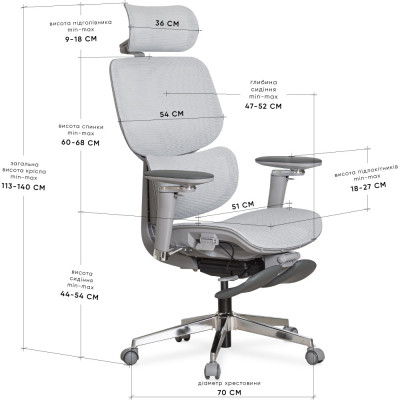Офісне крісло Mealux D2 Air Plus Grey (HF-D2 Plus M/G)