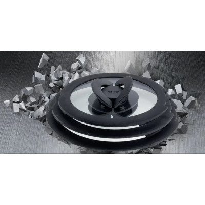Кришка для посуду Tefal Ingenio, набір 3 шт, скло, пластик, чорний (L9849053)