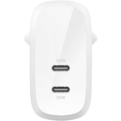 Зарядний пристрій Belkin 30W 2хUSB-С PD PPS white (WCB010VFWH)