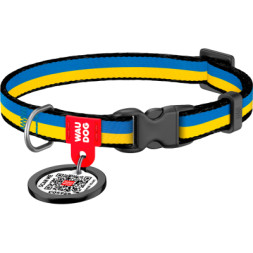 Нашийник для тварин WAUDOG Nylon з QR паспортом &quot;Colors of freedom&quot; пластиковий фастекс XXL (284-4020)