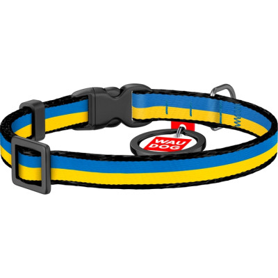Нашийник для тварин WAUDOG Nylon з QR паспортом &quot;Colors of freedom&quot; пластиковий фастекс XXL (284-4020)