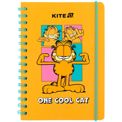 Блокнот Kite на спіралі A5 Garfield , 80 аркушів, клітинка (GF25-190)
