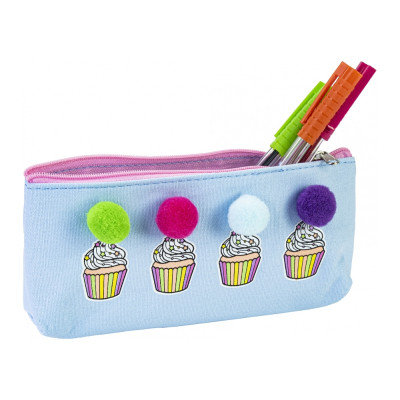 Пенал Cool For School з помпонами 1 відділення блакитний (CF87037)